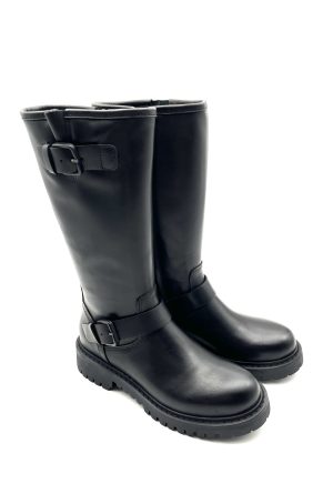 Anima Lederstiefel in 3/4 Länge im Biker-Look