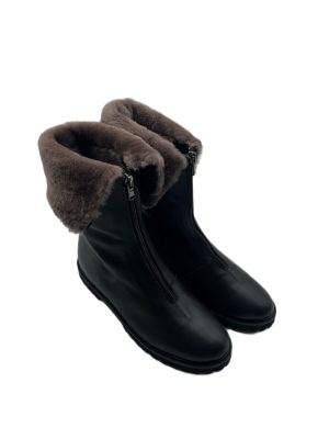 Valentina Neri Lammfellhalbstiefel mit Umklappschaft